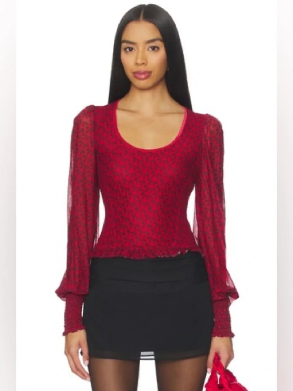 Free People Dottie Knit Top in Salsa